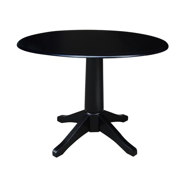 International Concepts Round 42 in Round Dual Drop Leaf Pedestal Table, 30.3 inH, Black, 42 W, 42 L, 30.3 in H, Wood K46-42DPT-27B - main